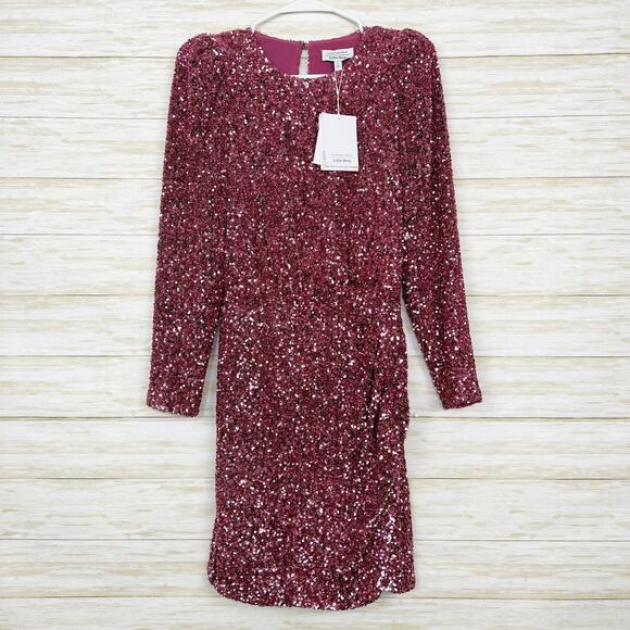 & Other Stories NWT Padded Shoulder Sequin Dress Pink - Picture 1 of 10
